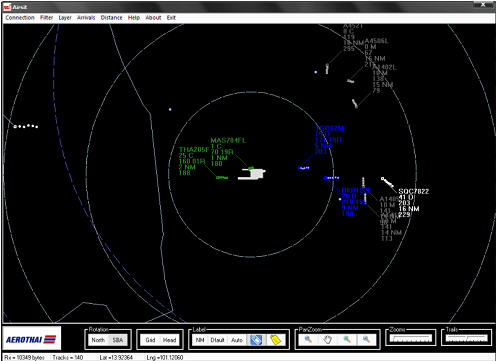 ตัวอย่างหน้าจอระบบ Air Situation Display
